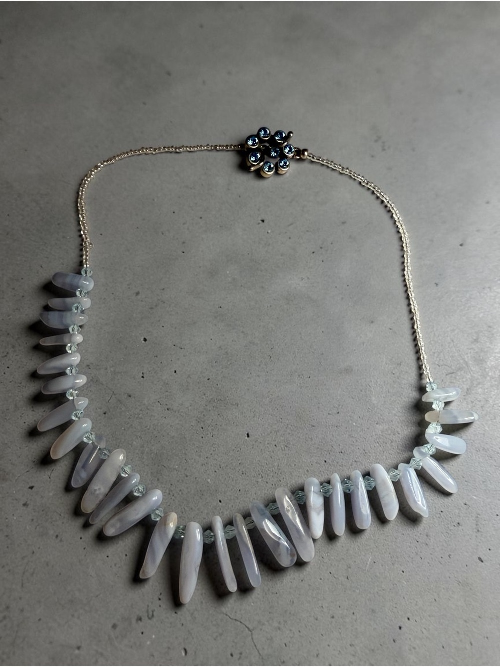 Delicate Pale Blue Agate Spike Necklace - Women's Jewelry